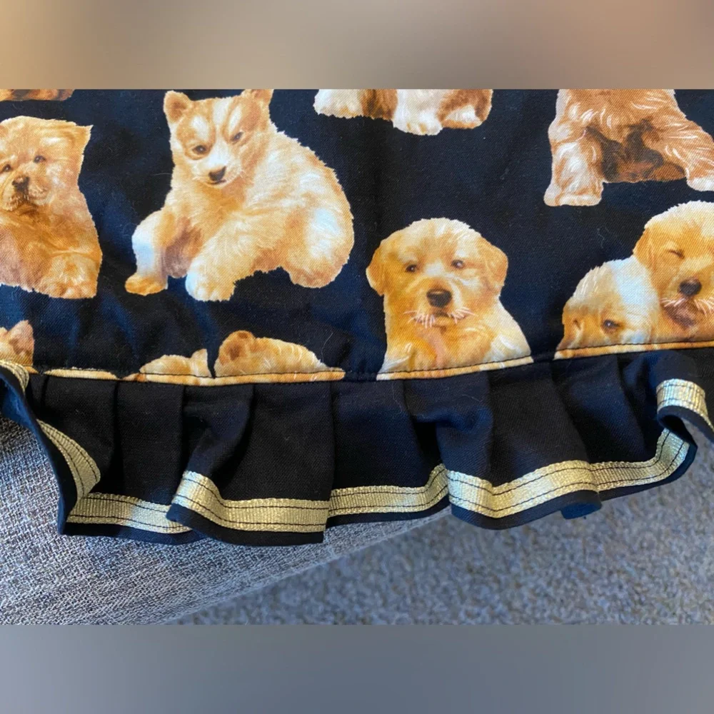 Handmade Black with Gold Trim Puppy Waist Apron - Picture 4 of 4